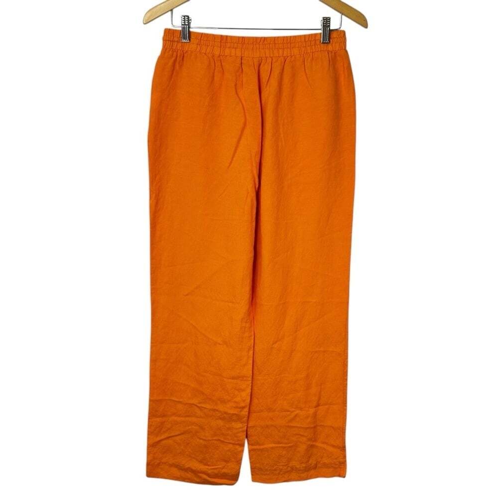 YEST Orange Linen Pants Women’s Size 6 Wide Leg Beachy Vacation Vibes Boho Chic - Picture 6 of 15